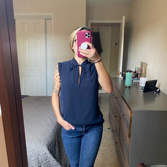 H&M Navy blue blouse. - Picture 2 of 5